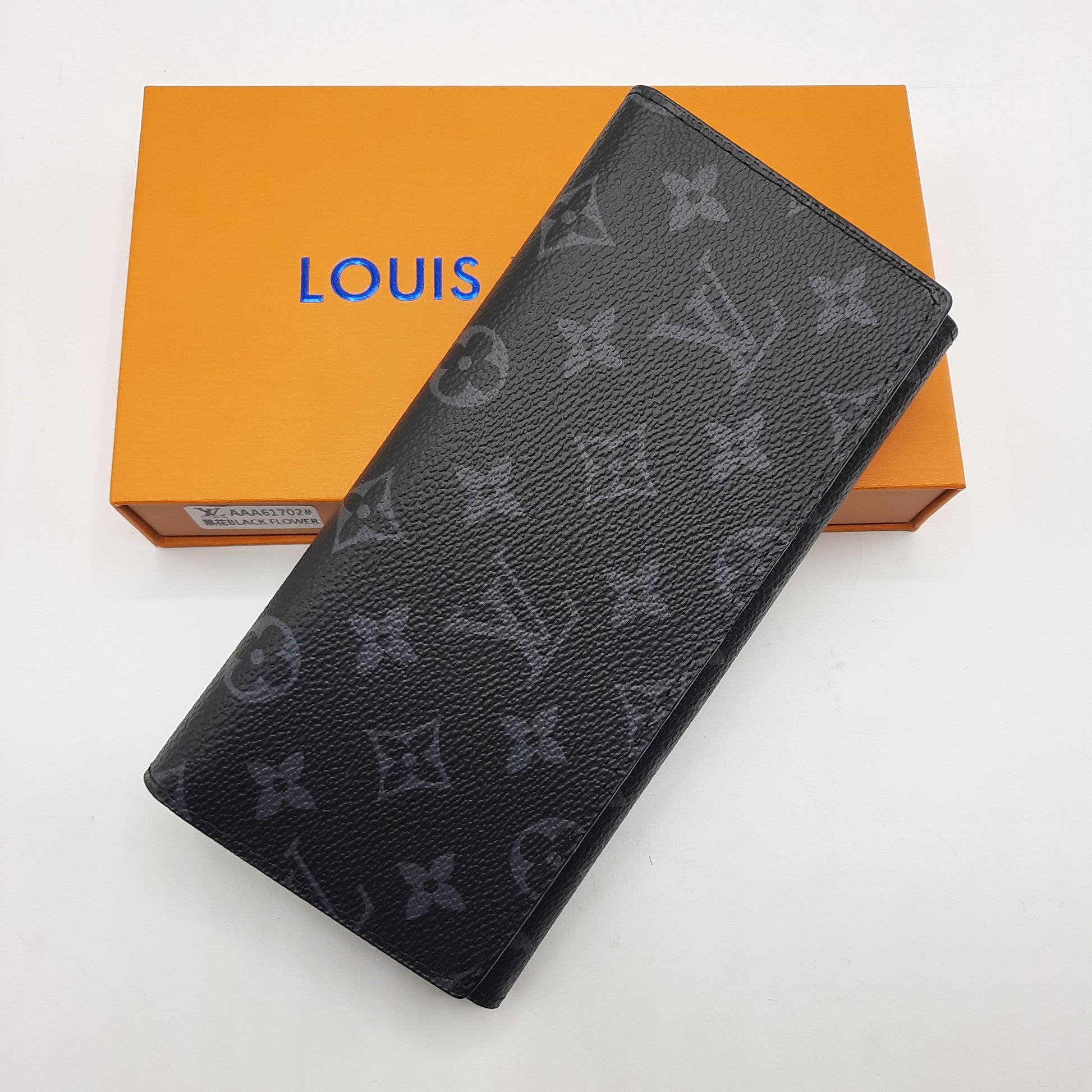 Classic Bi-Fold Wallet 3 Sides With Box AAA61702#Black Flower