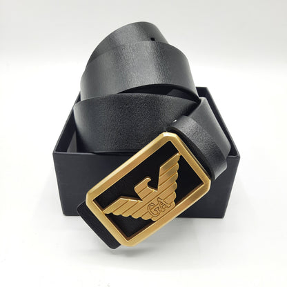 Luxury Men's Belt Brass Buckle Leather Stap With Box AR1