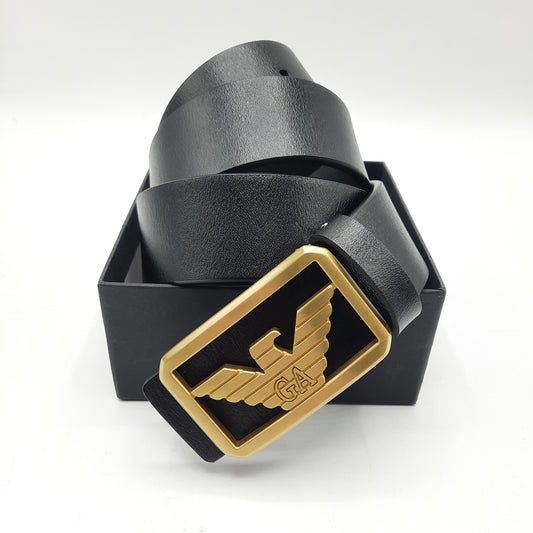 Luxury Men's Belt Brass Buckle Leather Stap With Box AR1