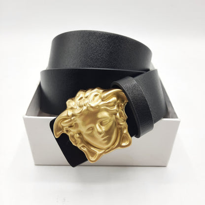 Luxury Men's Belt Brass Buckle Leather Stap With Box