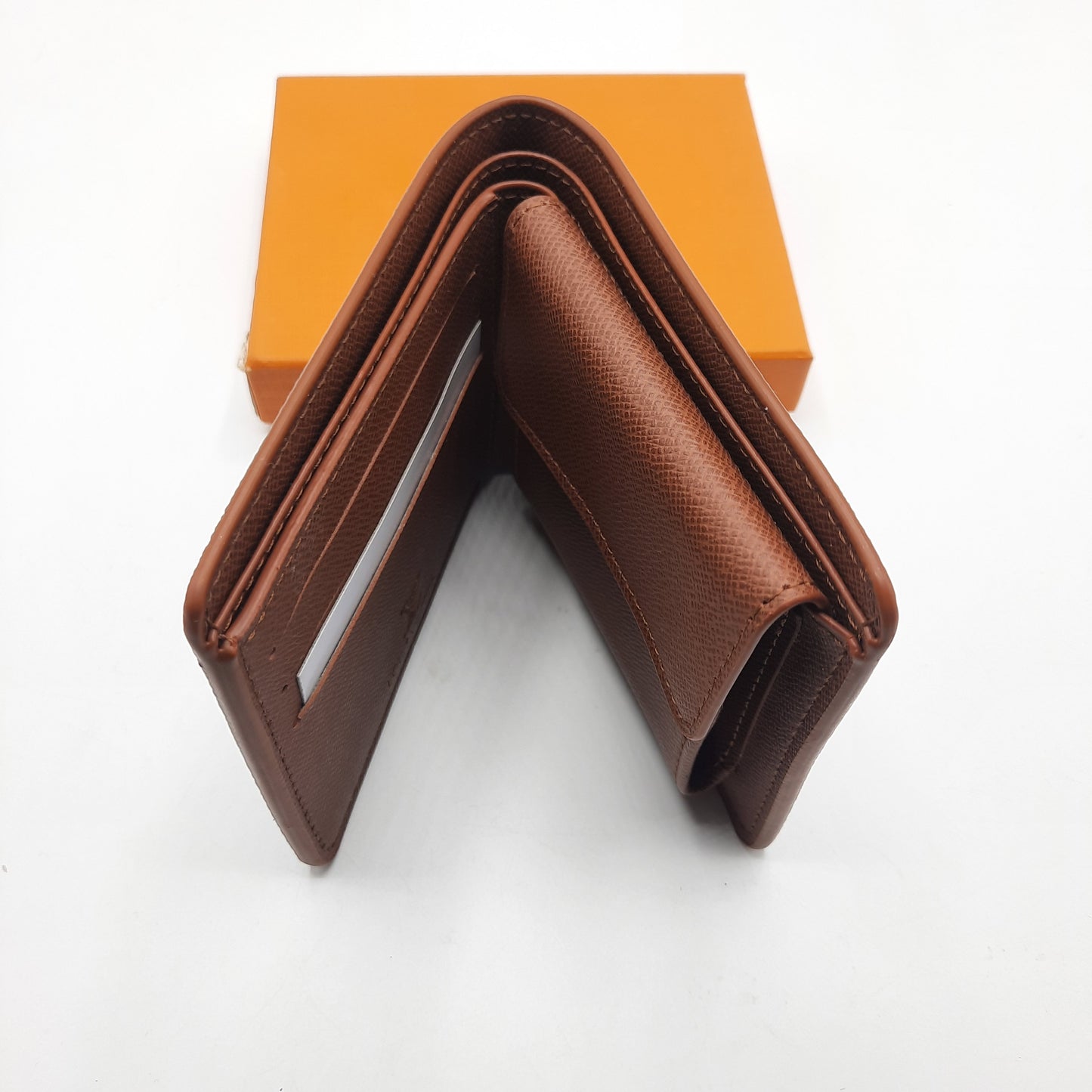 Luxury Men Wallet With Box Brown Lattice 9801