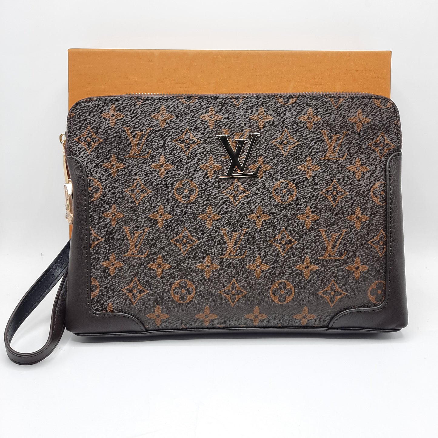 Luxury Man Handbag With Lock With Box 12020 Coffee