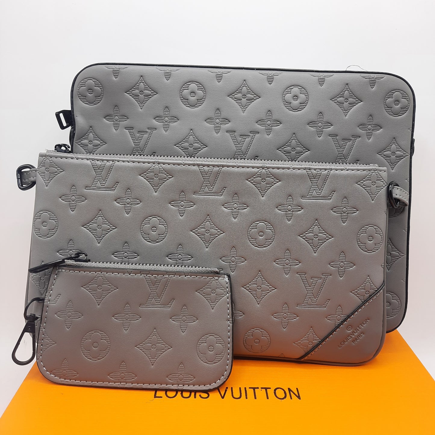 New Stylish Multi Pouch Cross Body Bag | 3-in-1 Combo Steel Grey with box