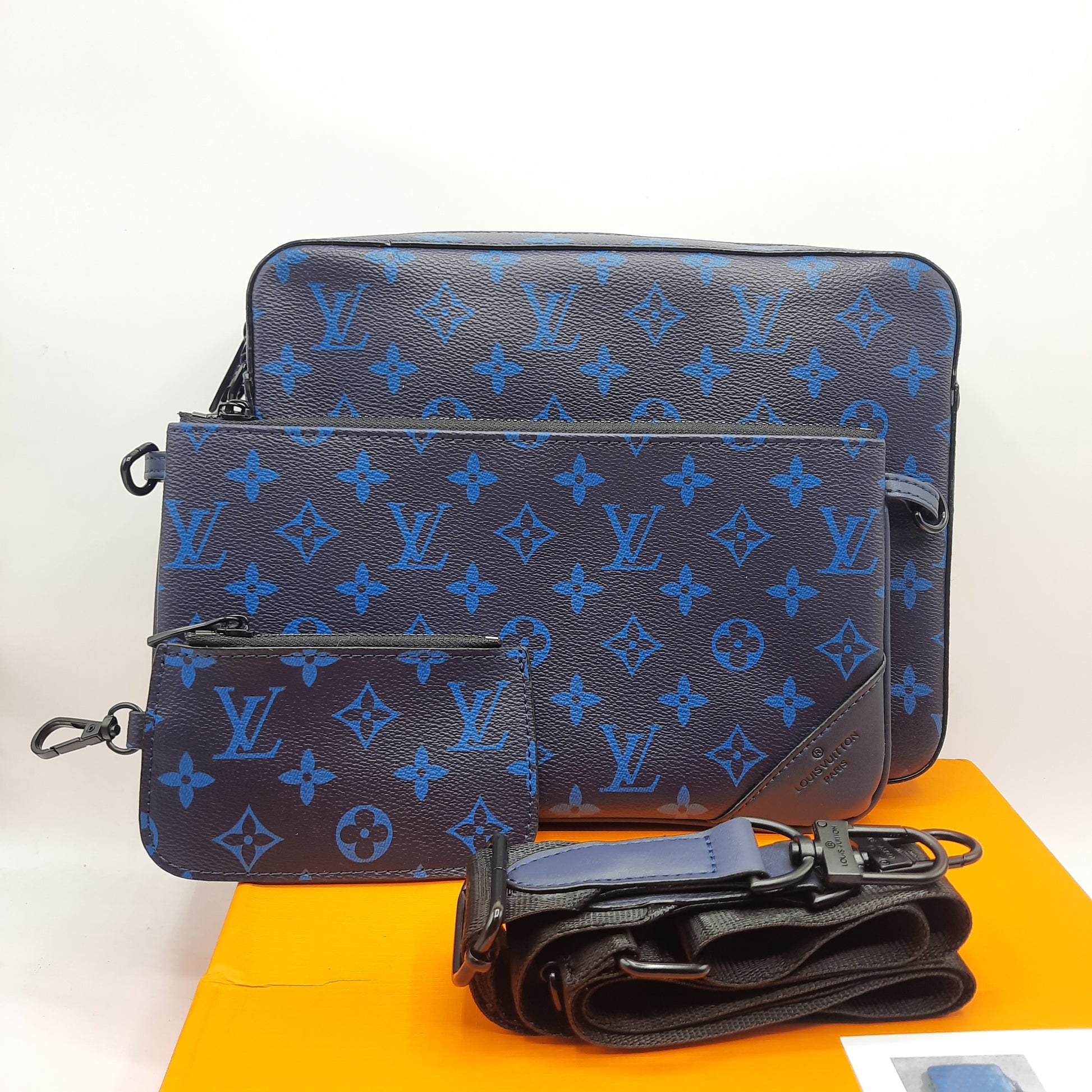 New Stylish Multi Pouch Cross Body Bag | 3-in-1 Combo Blue with box