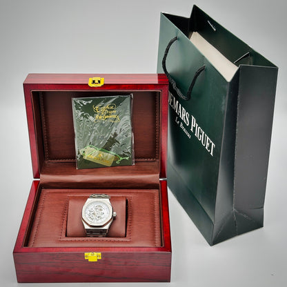 White Men’s skeleton watch with premium box