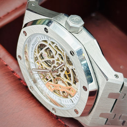 Gold White Minimalist Watch with box