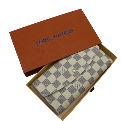 Latest 2in1 Wallet for Women With Box 2005-White Plaid