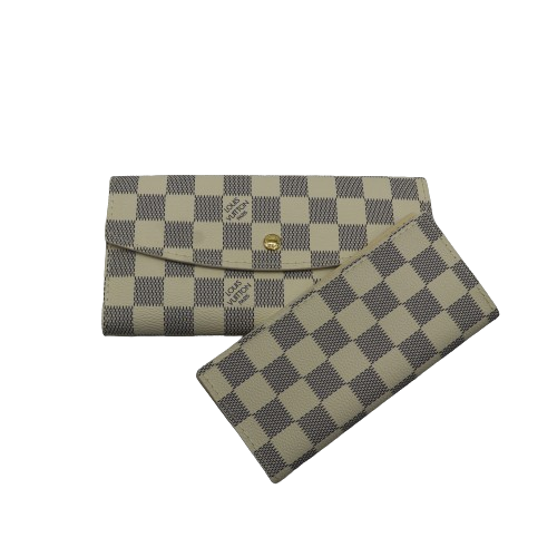 Latest 2in1 Wallet for Women With Box 2005-White Plaid