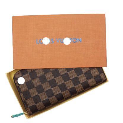 Latest Zipper Wallet for Women With Box 60017-Coffee Plaid