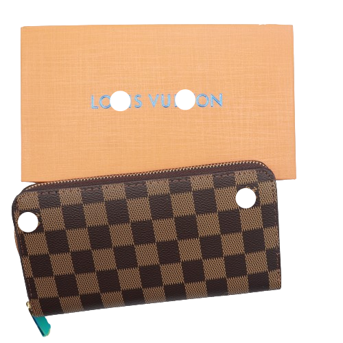 Latest Zipper Wallet for Women With Box 60017-Coffee Plaid
