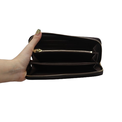 Latest Zipper Wallet for Women With Box 60017-Coffee Plaid