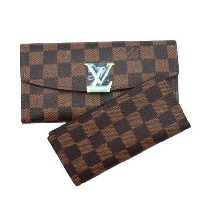 Latest 2in1 Wallet for Women With Box 2005-2 Coffee Plaid