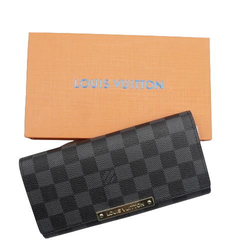 Latest Inner Zipper Wallet for Women With Box 61702-1 Black Plaid