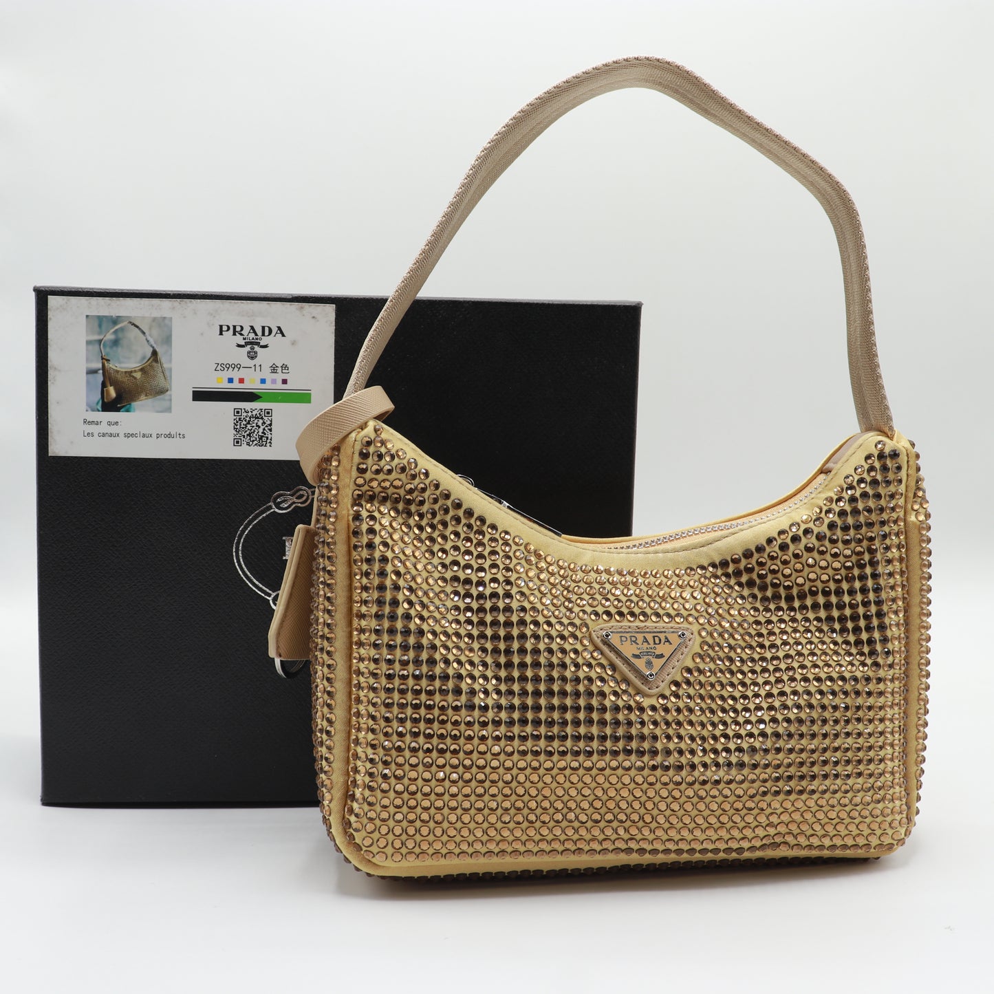 Fashionable Mini Bag with Crystals Shoulder Bag With Box PR07