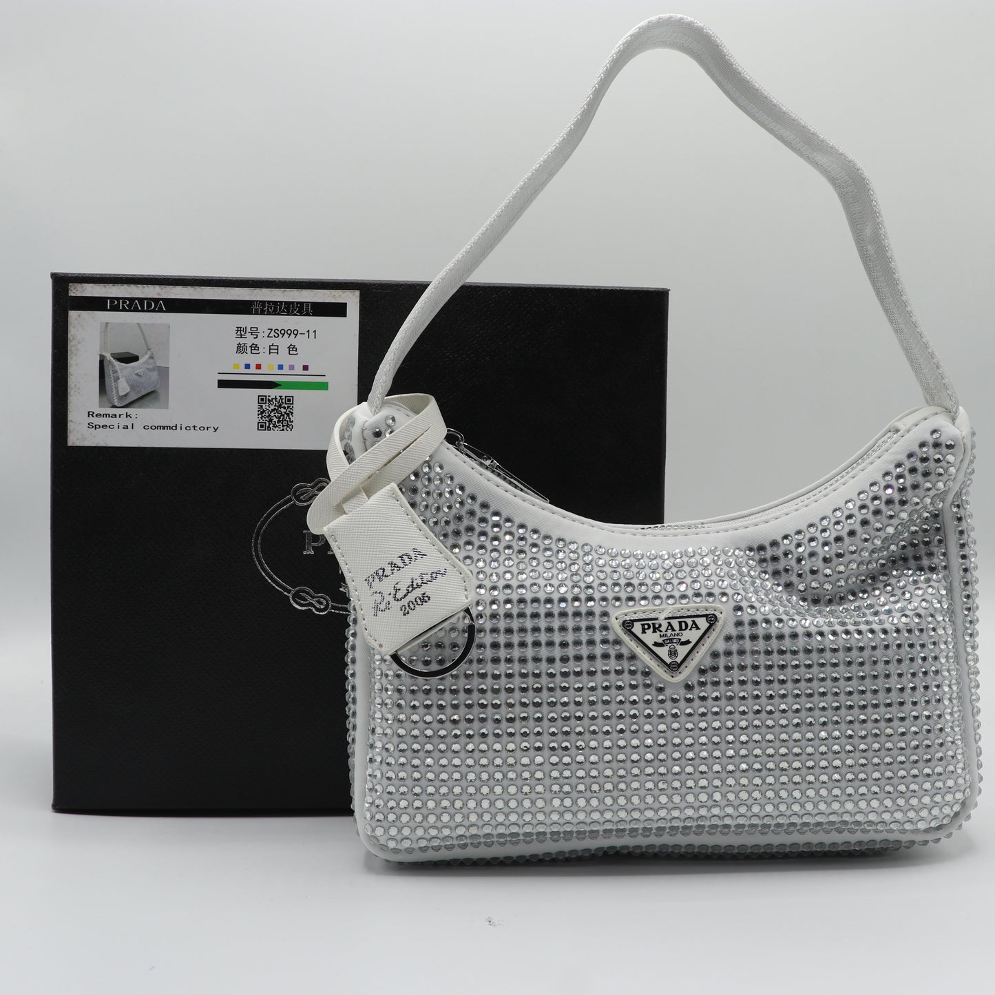 Fashionable Mini Bag with Crystals Shoulder Bag With Box PR05