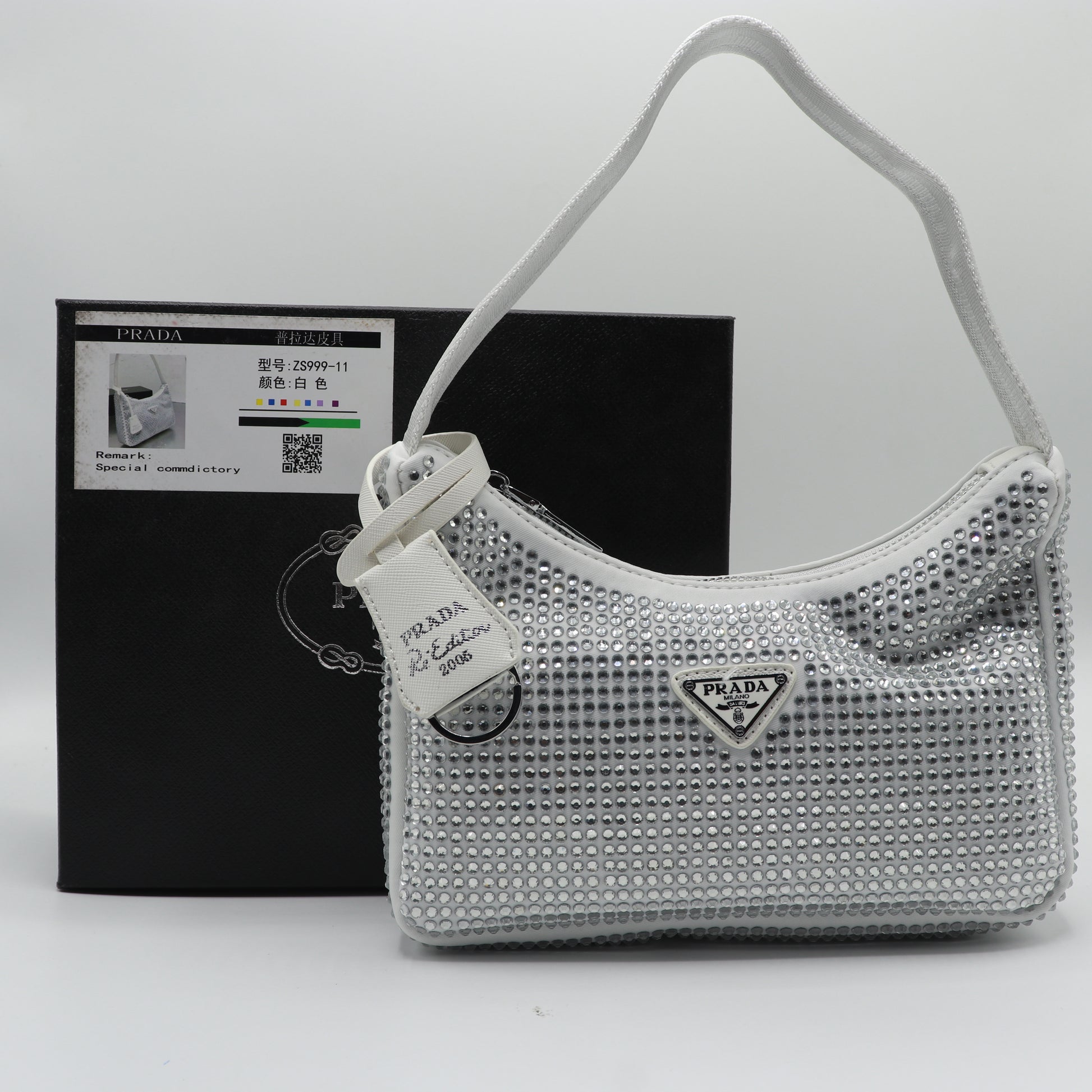Fashionable Mini Bag with Crystals Shoulder Bag With Box PR05