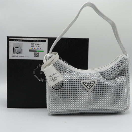 Fashionable Mini Bag with Crystals Shoulder Bag With Box PR05