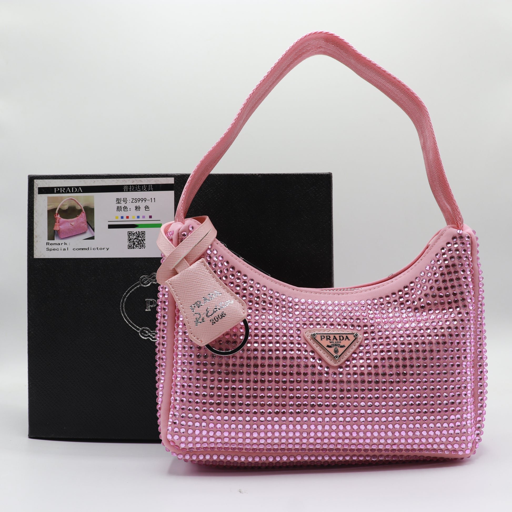Fashionable Mini Bag with Crystals Shoulder Bag With Box PR04