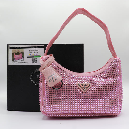 Fashionable Mini Bag with Crystals Shoulder Bag With Box PR04