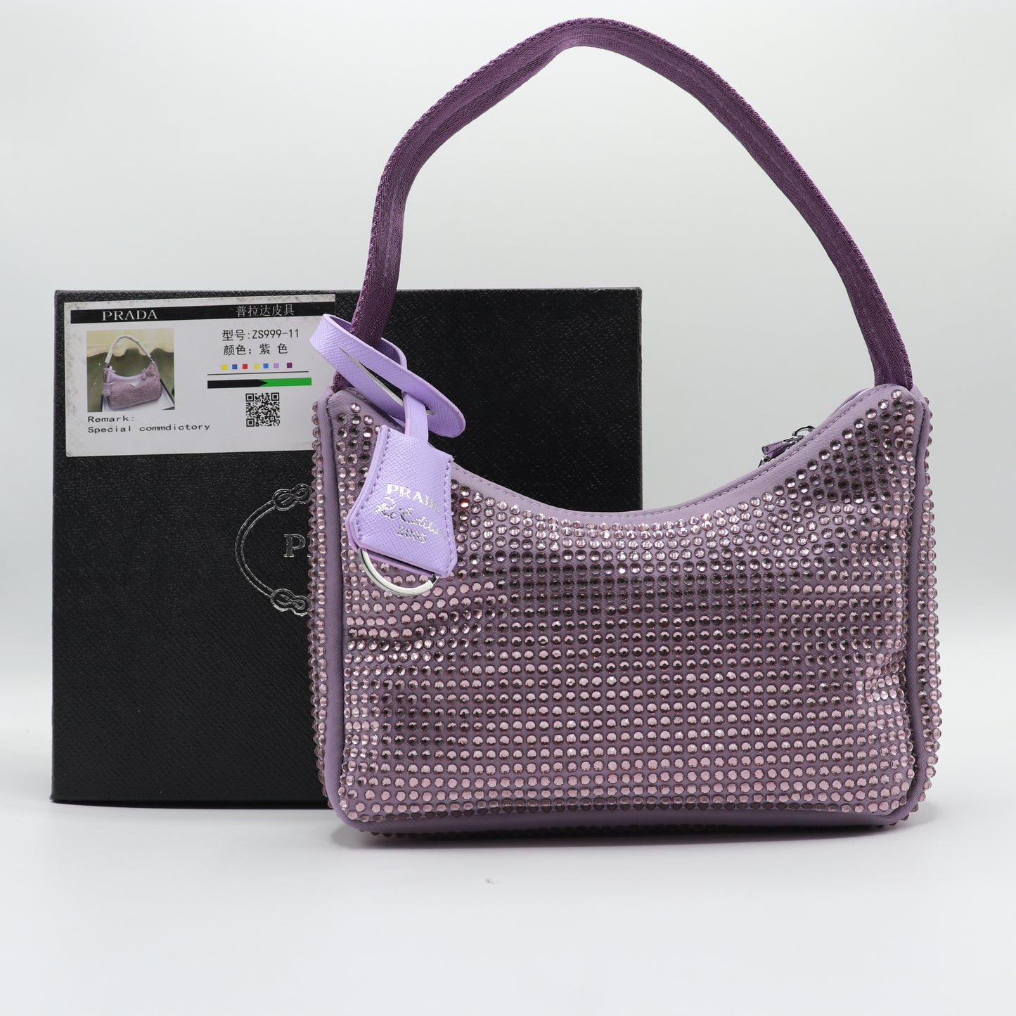 Fashionable Mini Bag with Crystals Shoulder Bag With Box PR03