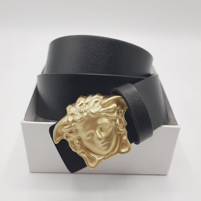 Luxury Men's Belt Brass Buckle Leather Stap With Box