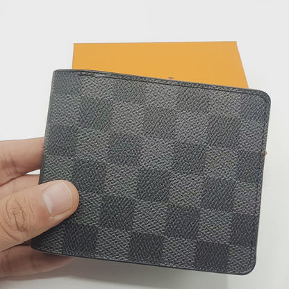 Luxury Men Wallet With Box Black Square 9801