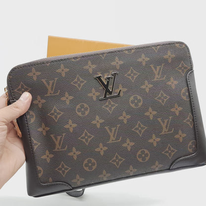 Luxury Man Handbag With Lock With Box 12020 Coffee