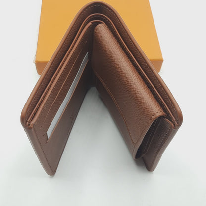 Luxury Men Wallet With Box Brown Lattice 9801