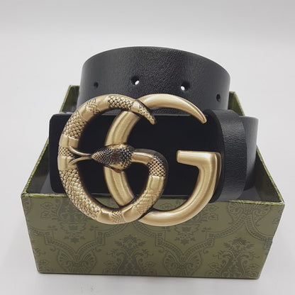 Luxury Men's Belt Brass Buckle Leather Stap With Box Gu1