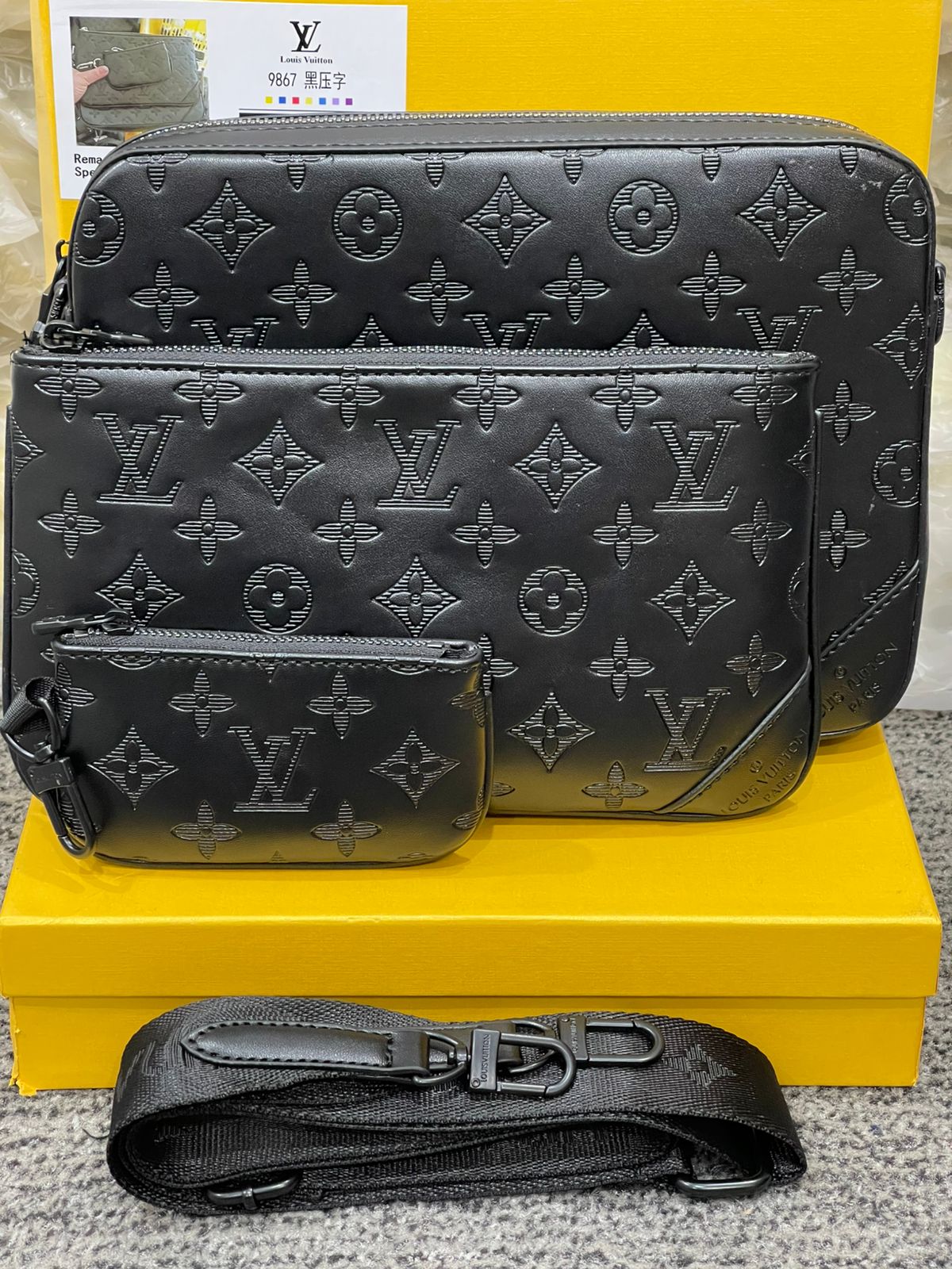 New Stylish Multi Pouch Cross Body Bag | 3-in-1 Combo 3880 BLACK with box